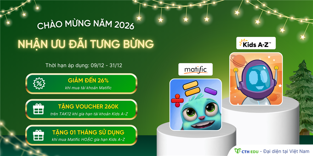Chào năm mới 2026 ưu đãi Matific & Kids A-Z